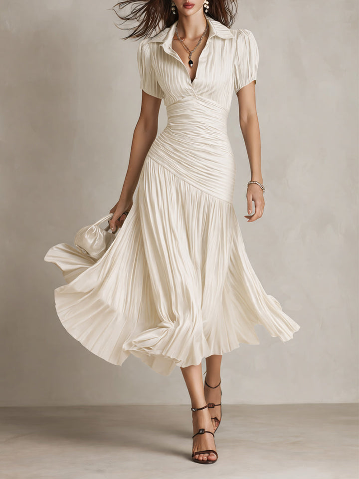 Adriana™ | Abito midi in raso a righe retrò