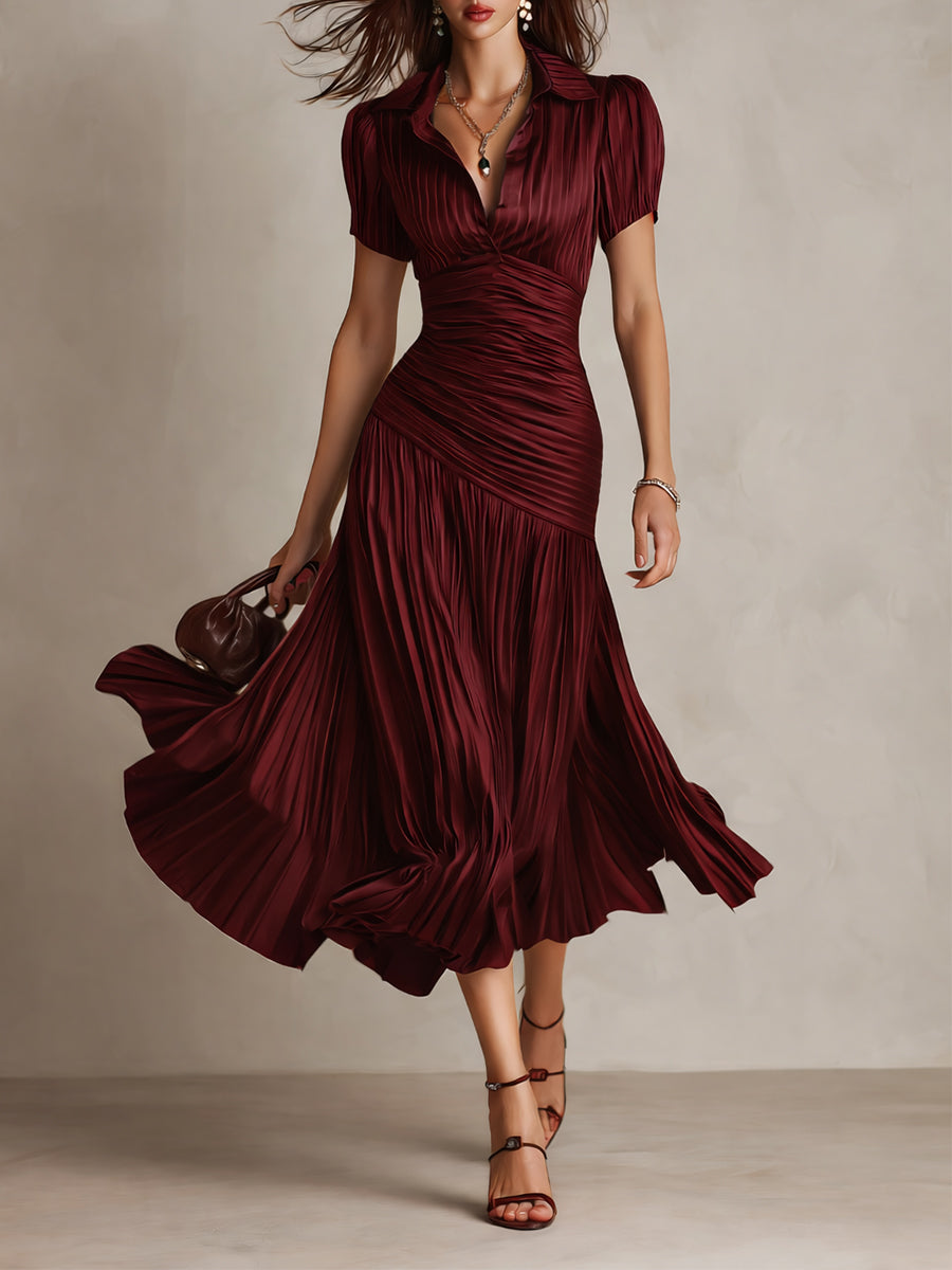 Adriana™ | Abito midi in raso a righe retrò