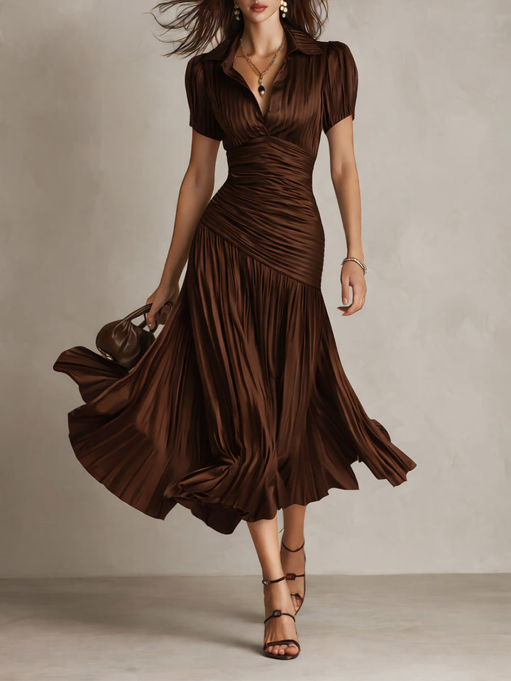Adriana™ | Abito midi in raso a righe retrò