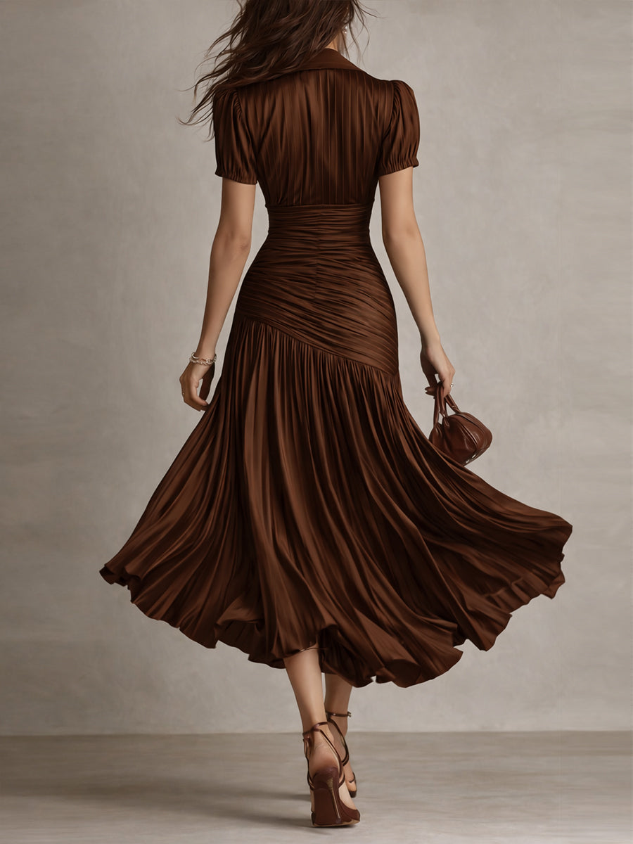 Adriana™ | Abito midi in raso a righe retrò