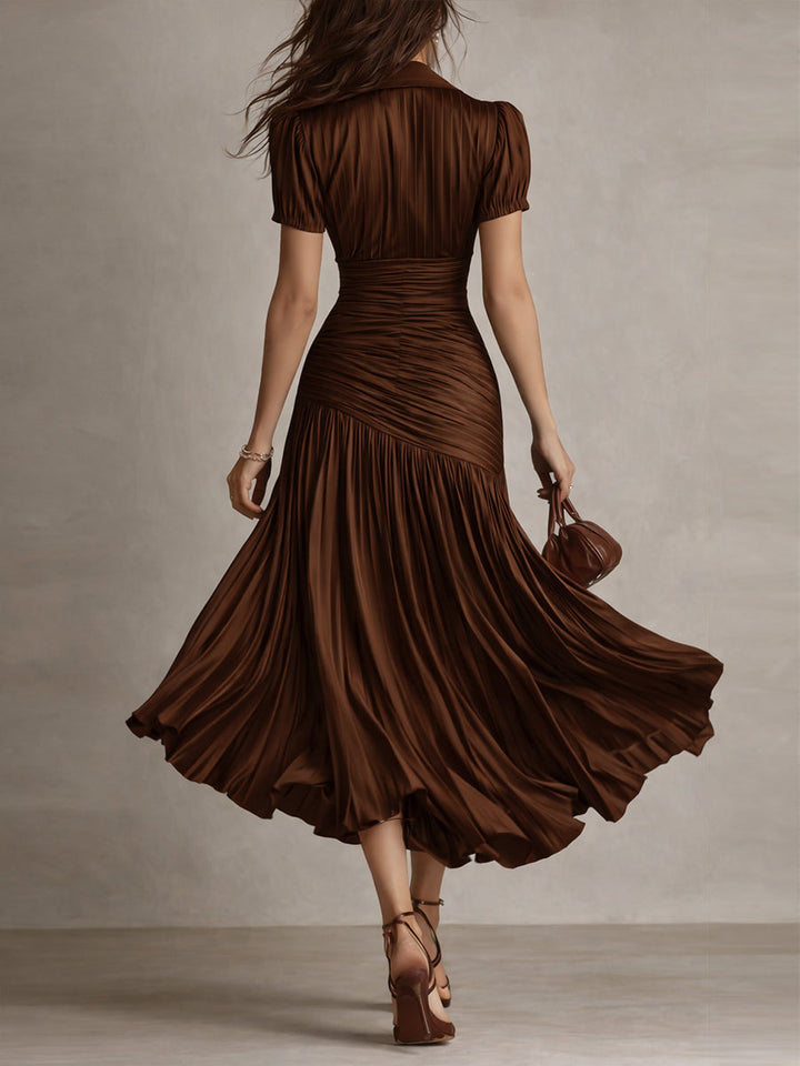 Adriana™ | Abito midi in raso a righe retrò