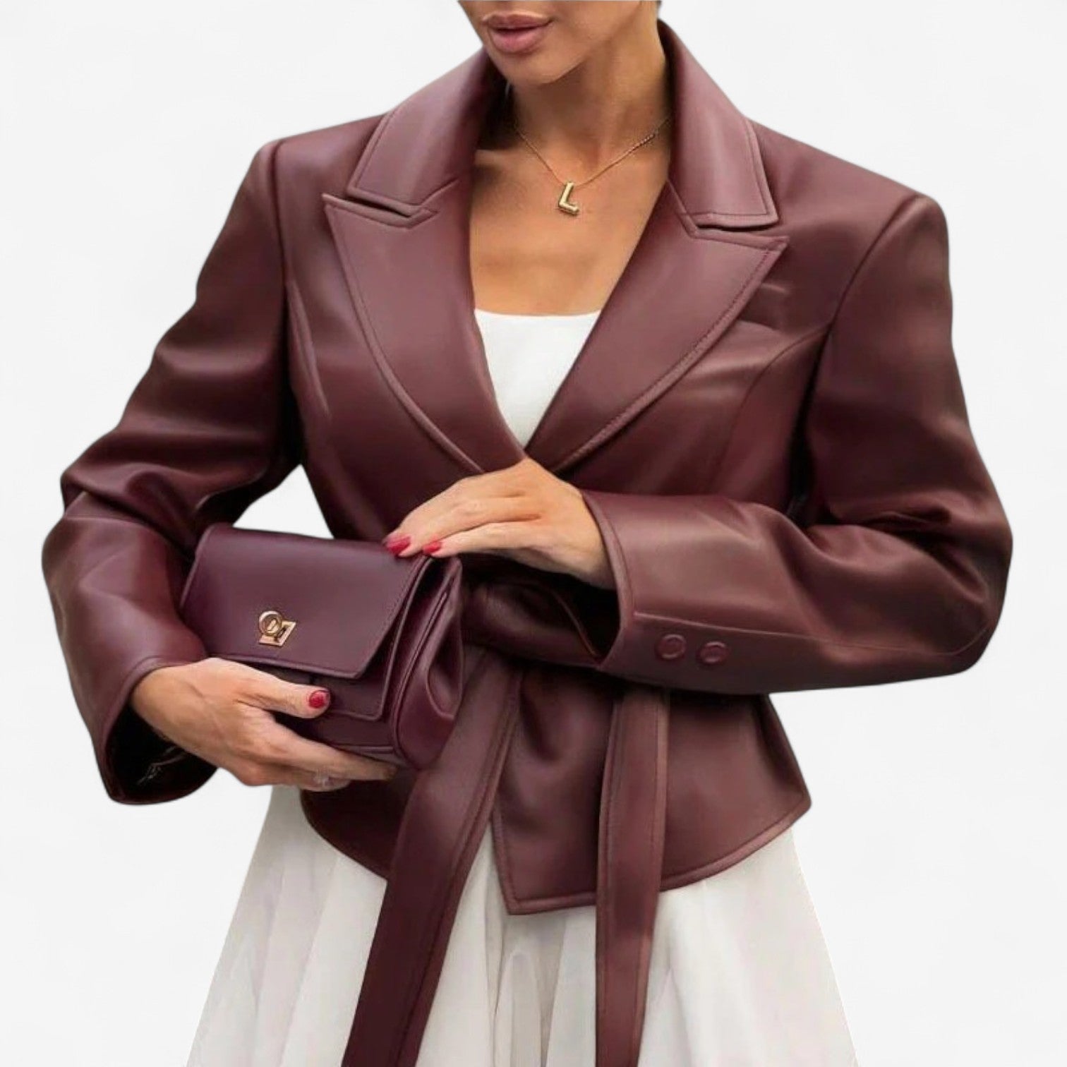 Fabienne™ Giacca in pelle con cintura