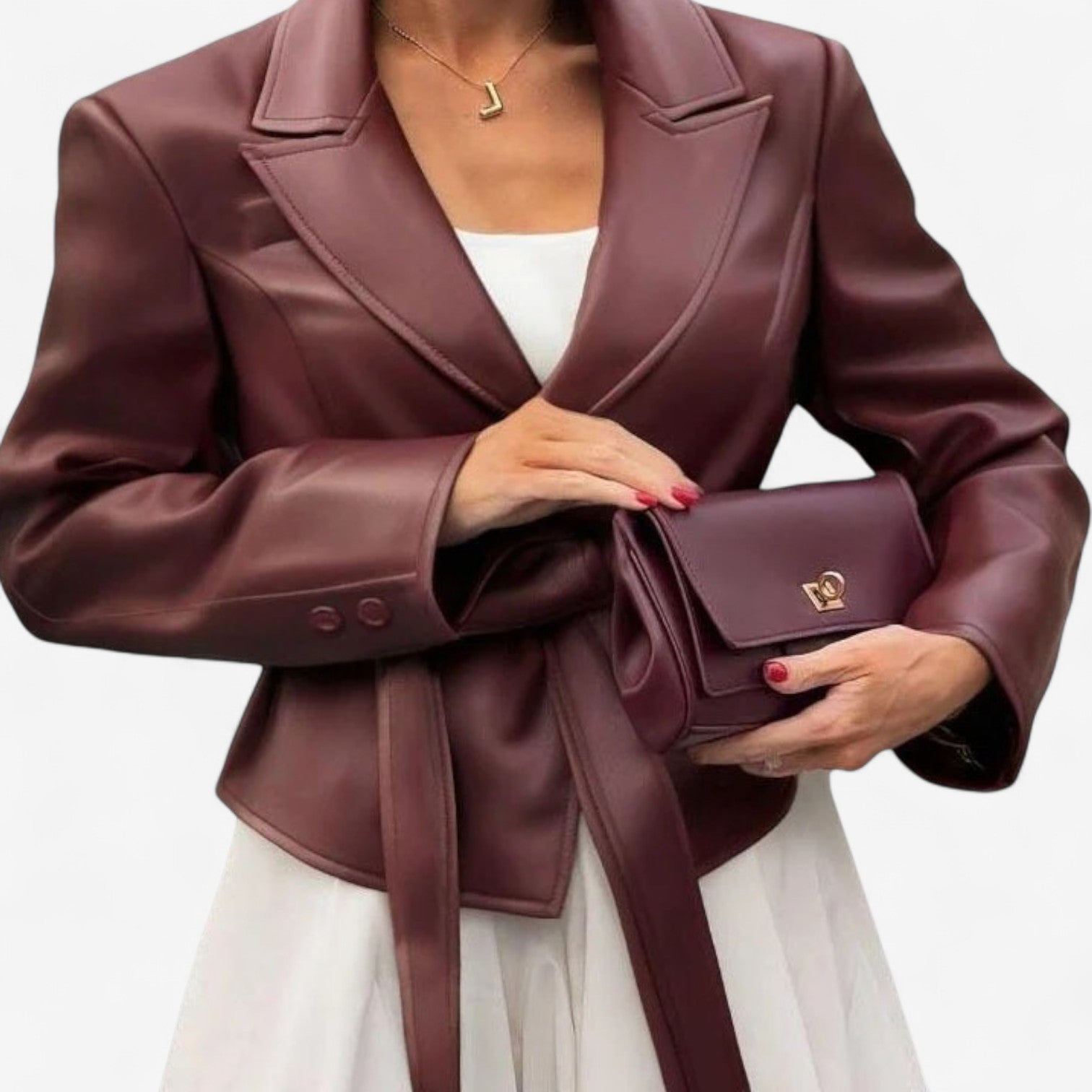 Fabienne™ Giacca in pelle con cintura