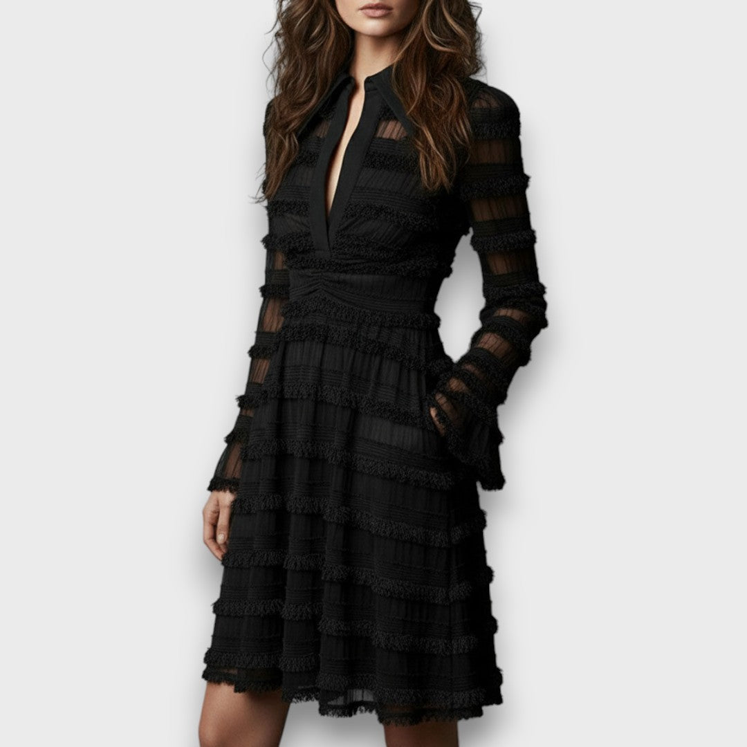 Parisa™ | Abito Midi con Frange Trasparenti