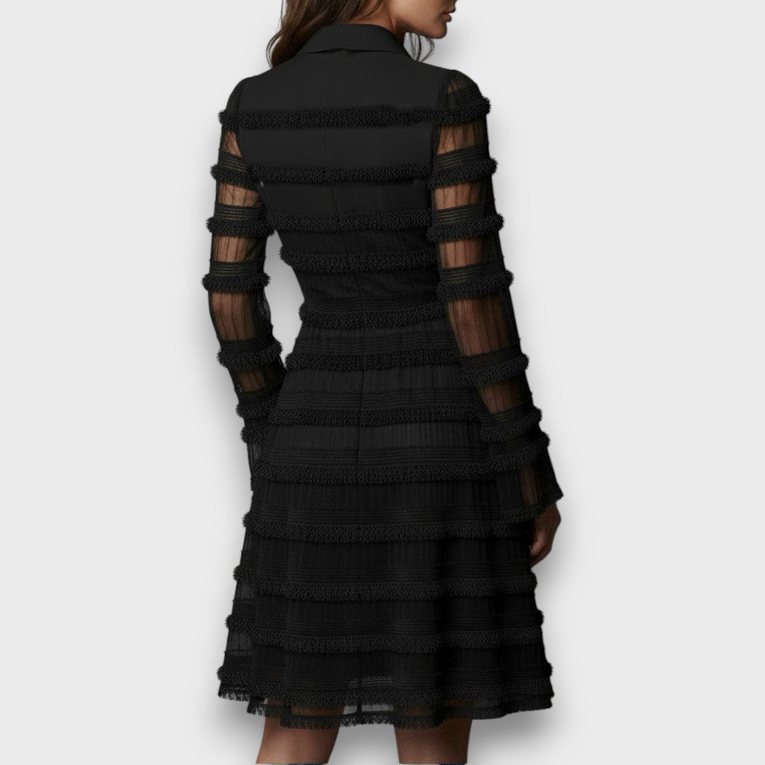 Parisa™ | Abito Midi con Frange Trasparenti